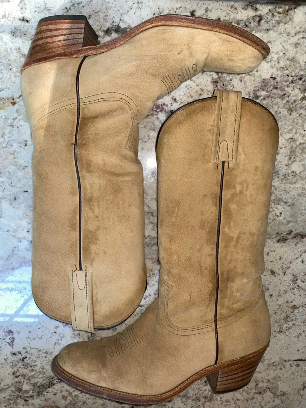 Vtg FRYE Tan Sand Western Cowboy Boot USA Mens 9.5 EUC - Picture 6 of 16